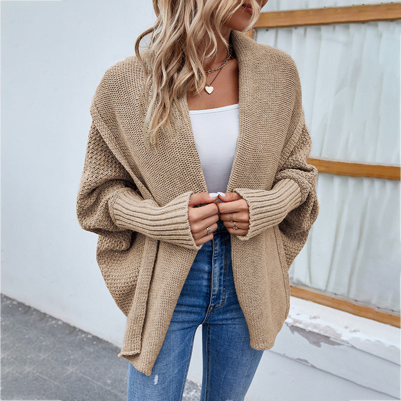 Loose Knit Bat Sleeve Cardigan