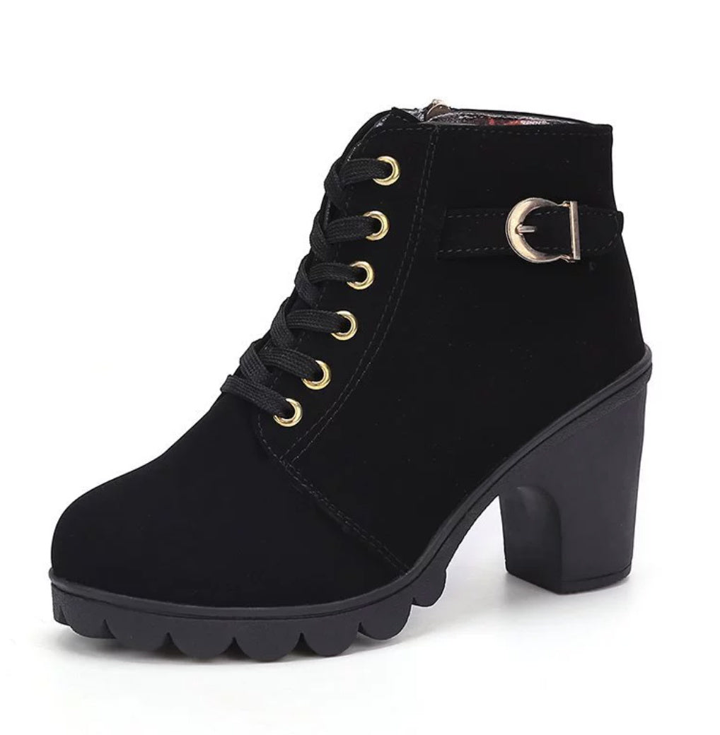 Leopard Print Suede Lace-Up Ankle Boots