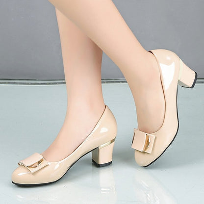 Stylish Chunky Patent Leather Heels