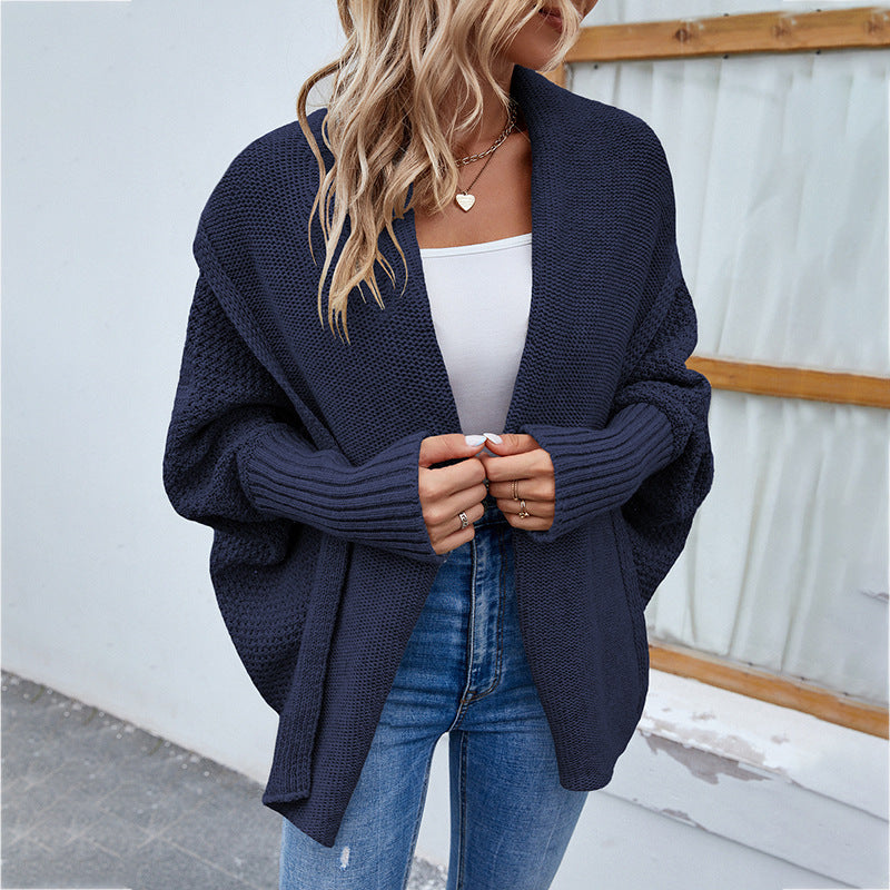Loose Knit Bat Sleeve Cardigan