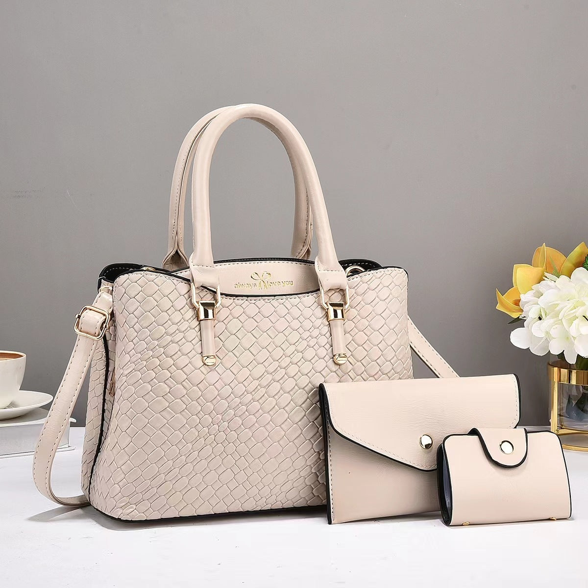 Woven Texture Handbag Set 3-Pcs
