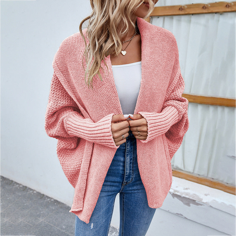 Loose Knit Bat Sleeve Cardigan