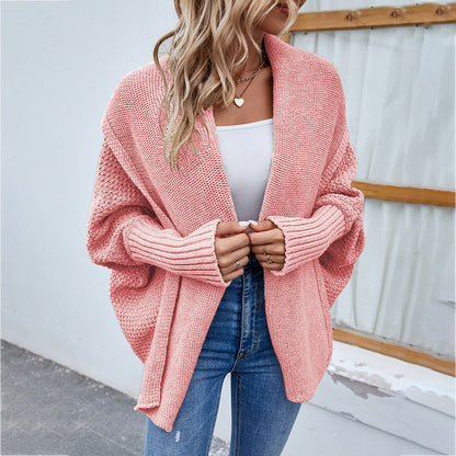 Loose Knit Bat Sleeve Cardigan