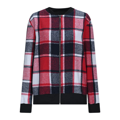 Women’s Plaid Baseball Jacket