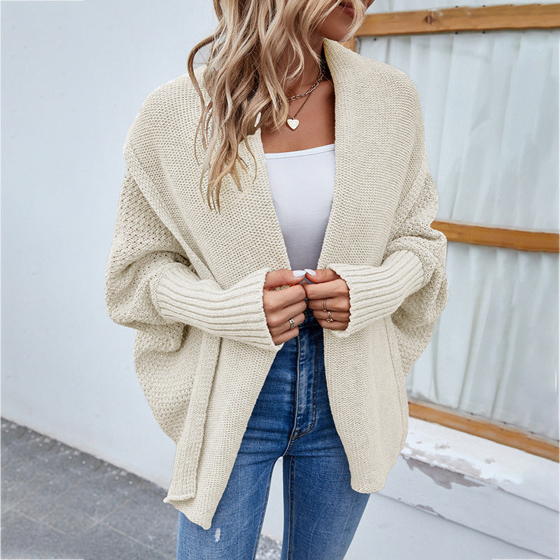 Loose Knit Bat Sleeve Cardigan