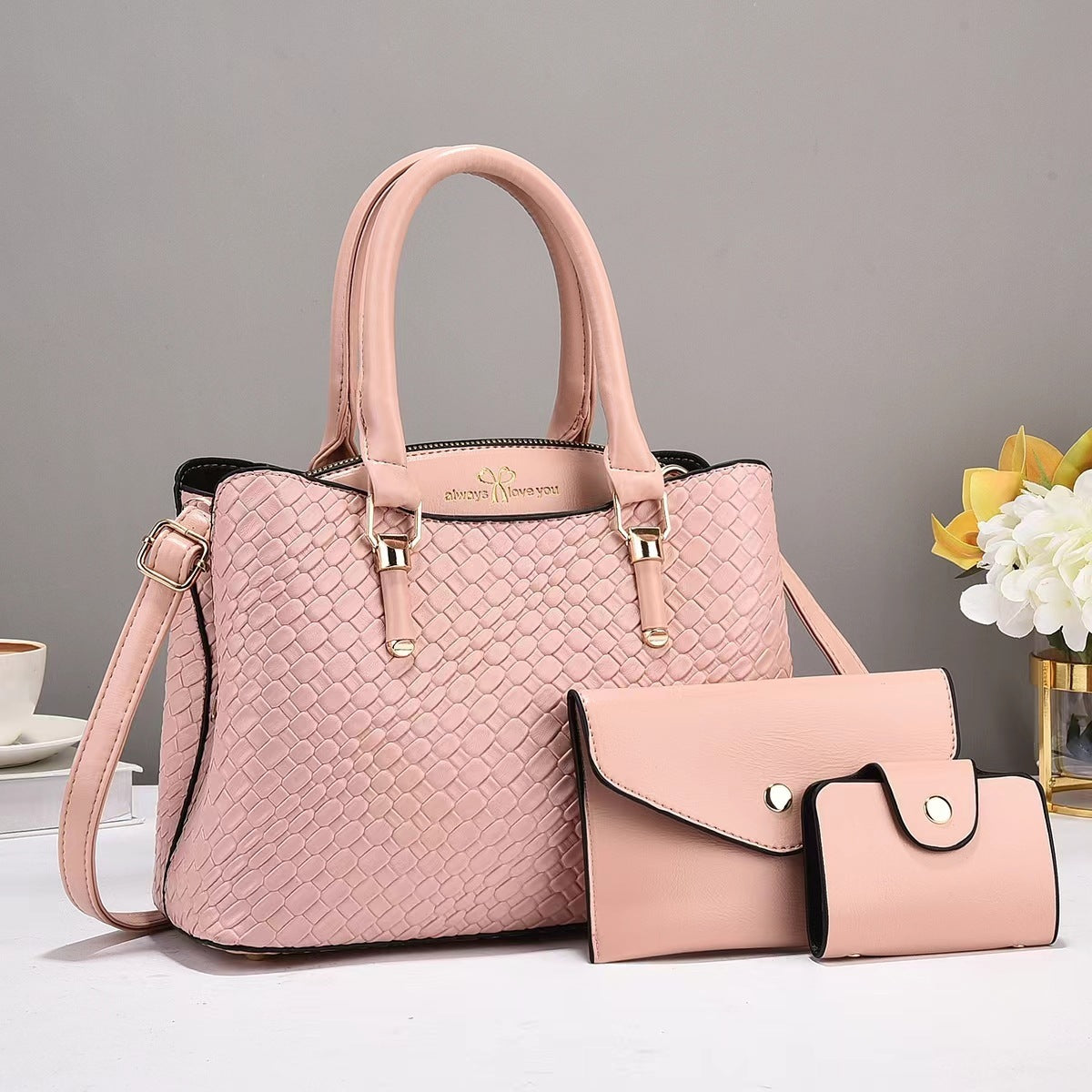 Woven Texture Handbag Set 3-Pcs