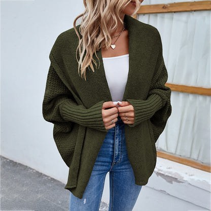 Loose Knit Bat Sleeve Cardigan