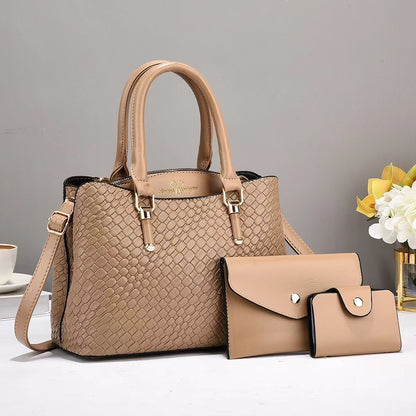 Woven Texture Handbag Set 3-Pcs