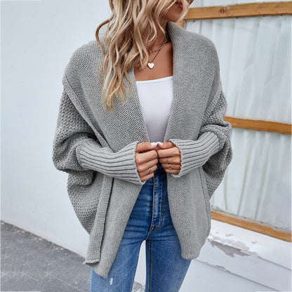 Loose Knit Bat Sleeve Cardigan