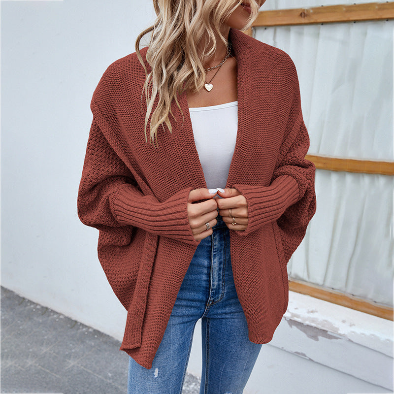 Loose Knit Bat Sleeve Cardigan