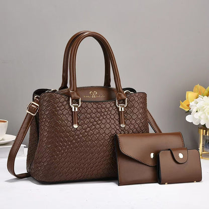 Woven Texture Handbag Set 3-Pcs