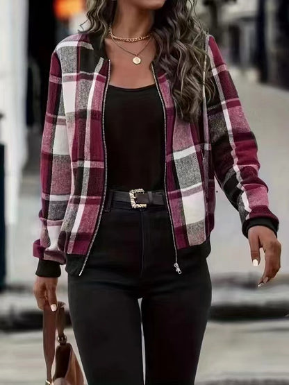 Women’s Plaid Baseball Jacket