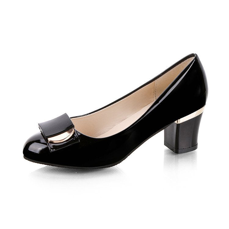 Stylish Chunky Patent Leather Heels